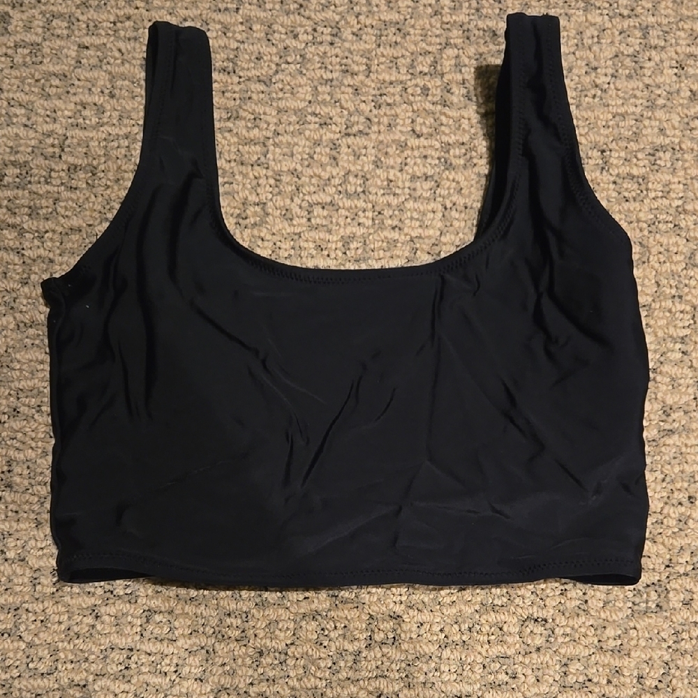 Black Bikini with Scoop Neckline and Wide Straps